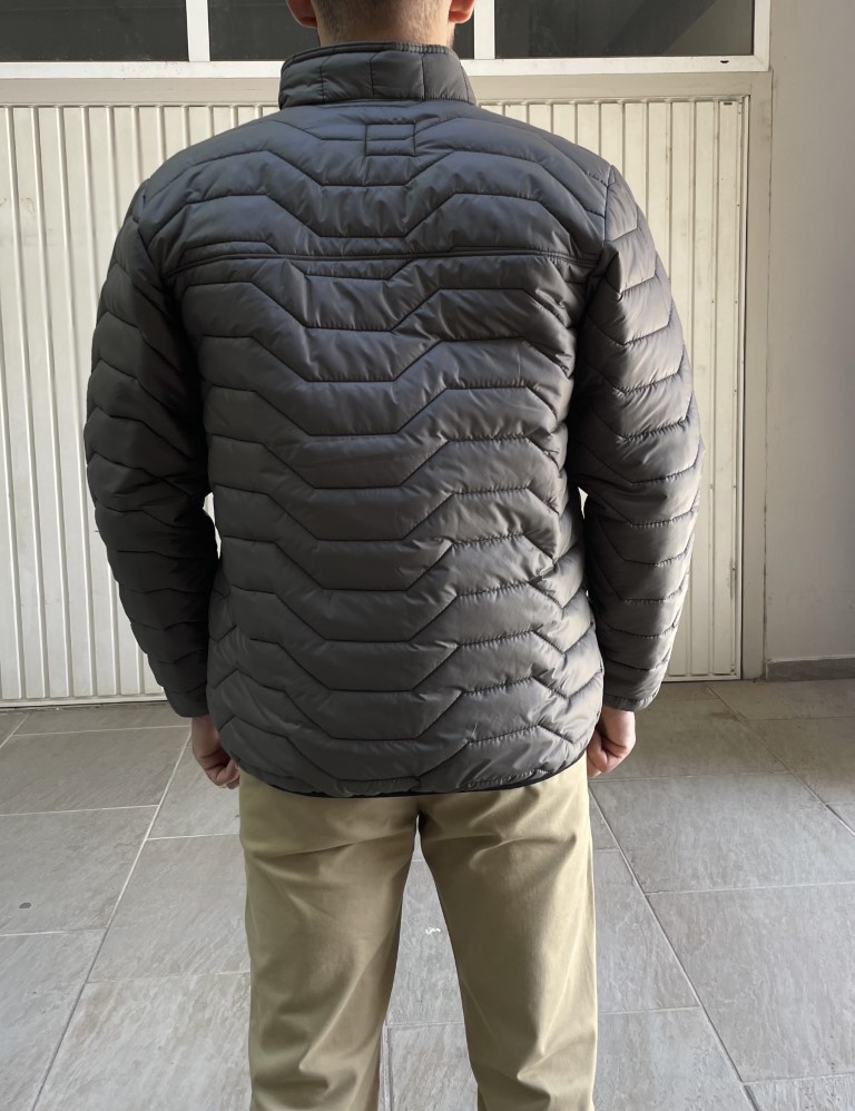 Ανδρικό χακί καπιτονέ μπουφάν με φερμουάρ BC24912X φωτογραφία